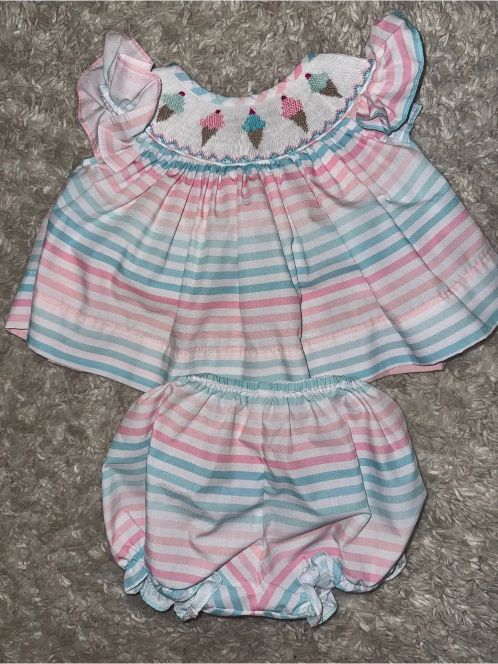 ice cream smocked diaper set